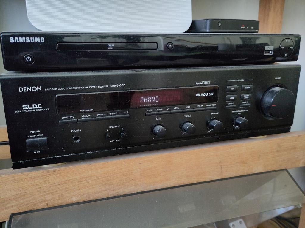 Denon DRA-585RD Receiver met Sony Boxen, Ophalen, Gebruikt, Denon, 120 watt of meer