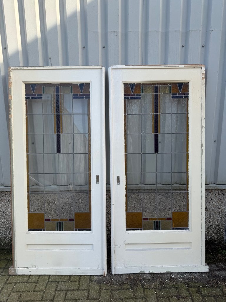 Prachtige antieke Amsterdamse ensuitedeuren in glas in lood, La belle porte, Jurgen.hoogenboezem@gmail.com, Binnendeur, Ophalen of Verzenden