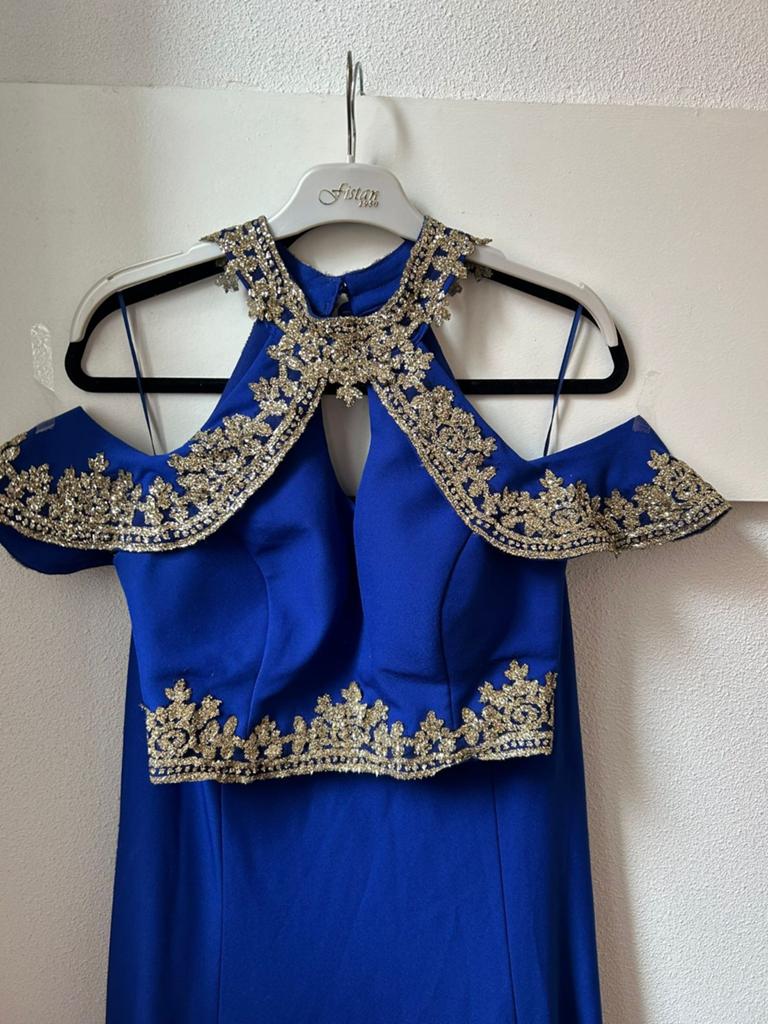 Prachtige lange rok en top set, maat S, Kleding | Dames, Gelegenheidskleding, Ophalen, Overige typen, Blauw, Maat 36 (S)