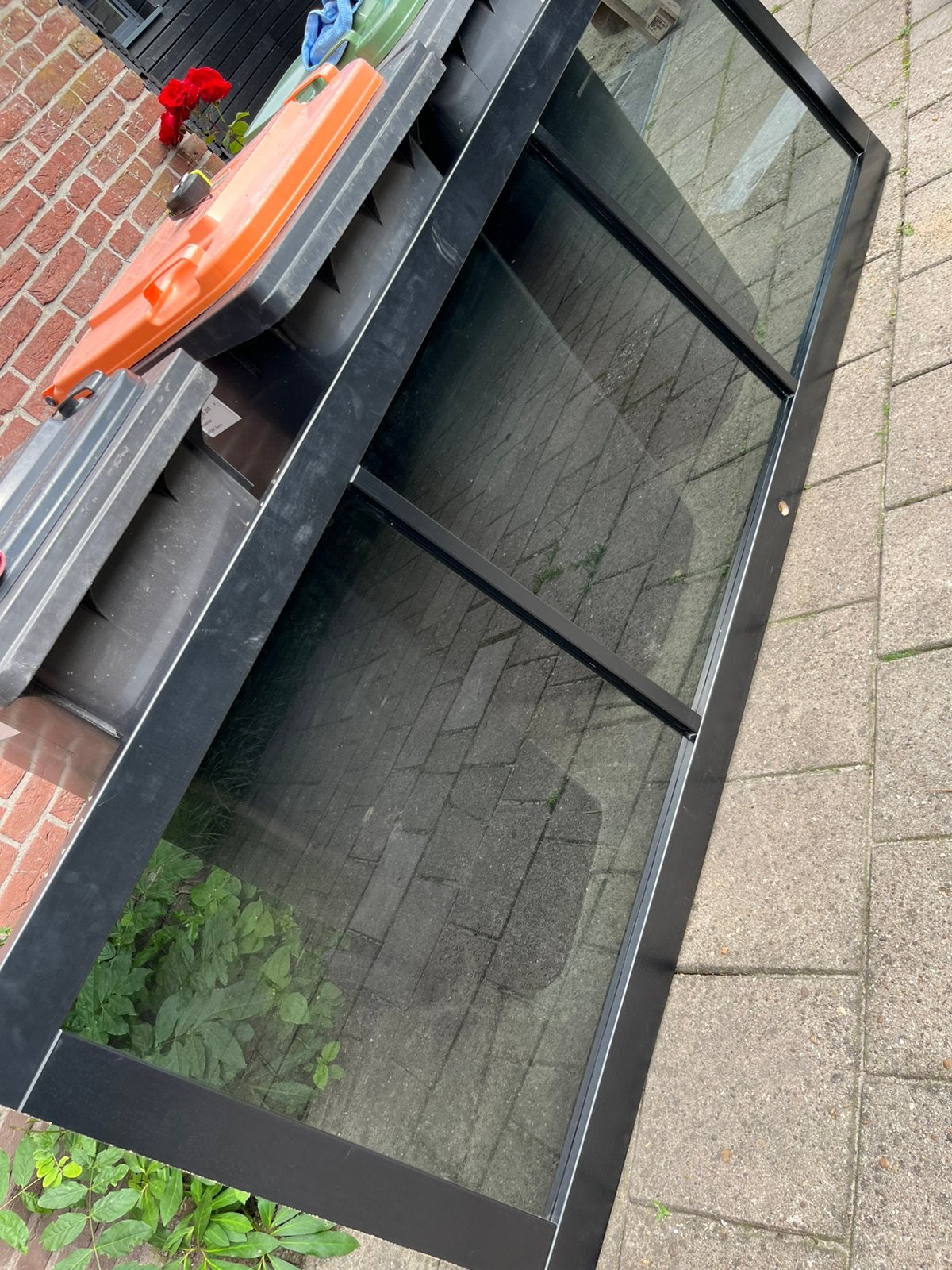 Stompe houten taatsdeur. Rookglas, Ophalen, Gebruikt, Binnendeur, 200 tot 215 cm