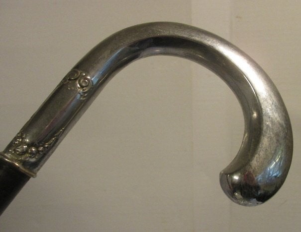 antieke wandelstok floraal handvat alpaca zilver  401, Verzenden
