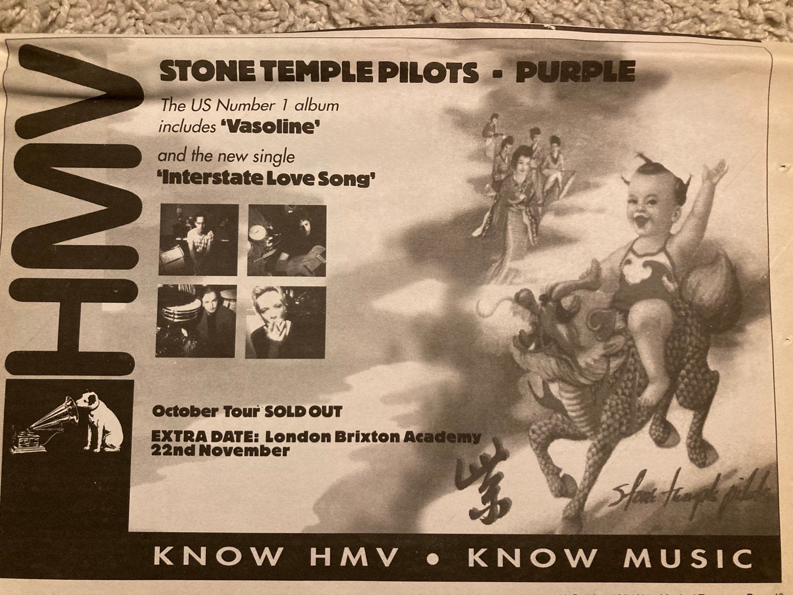STONE TEMPLE PILOTS tour A4 advertentie, Cd's en Dvd's, Ophalen of Verzenden, Gebruikt, Poprock