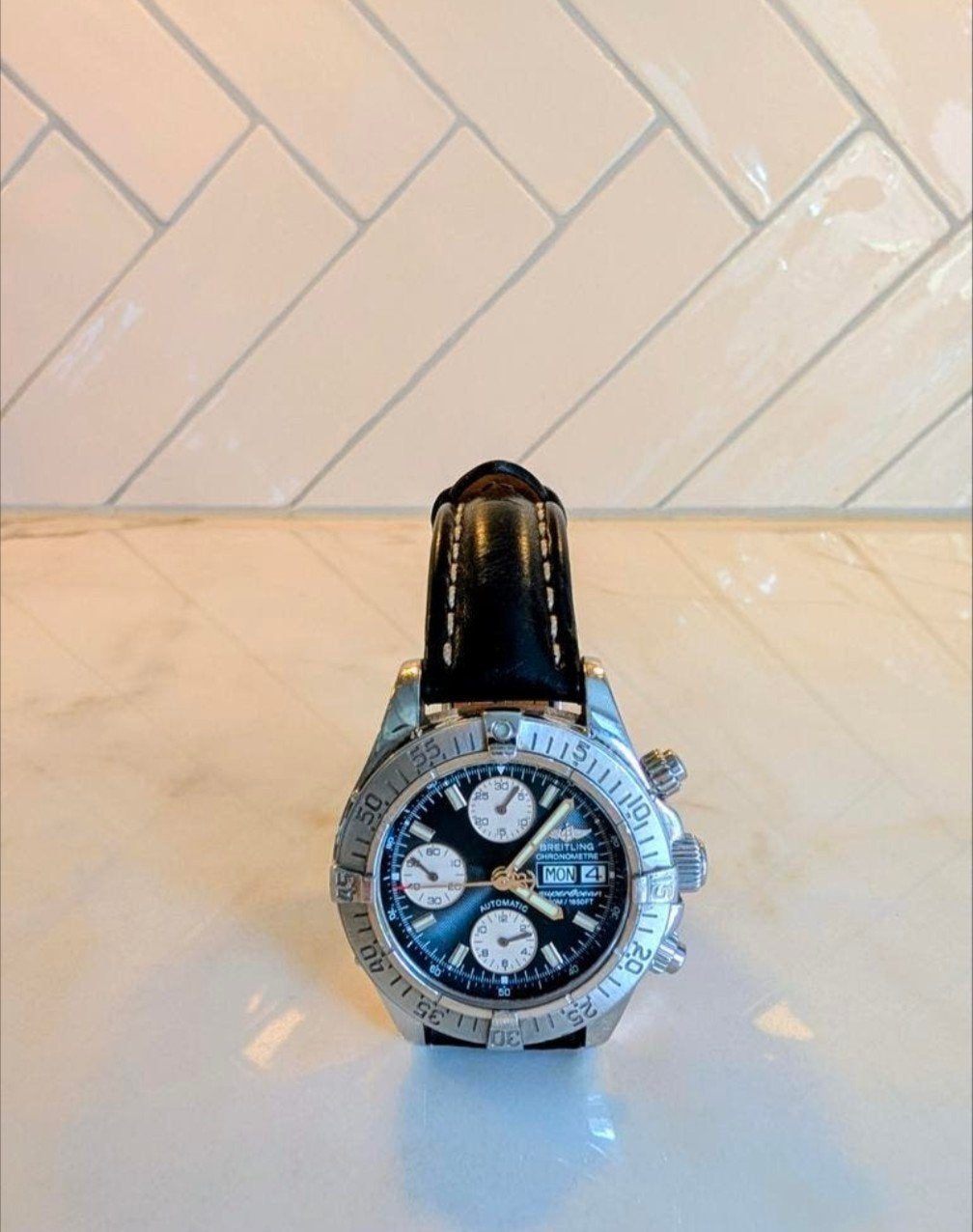 Breitling Chronometer SuperOcean A13340 Herenhorloge, Ophalen of Verzenden, Zo goed als nieuw, Leer, Breitling