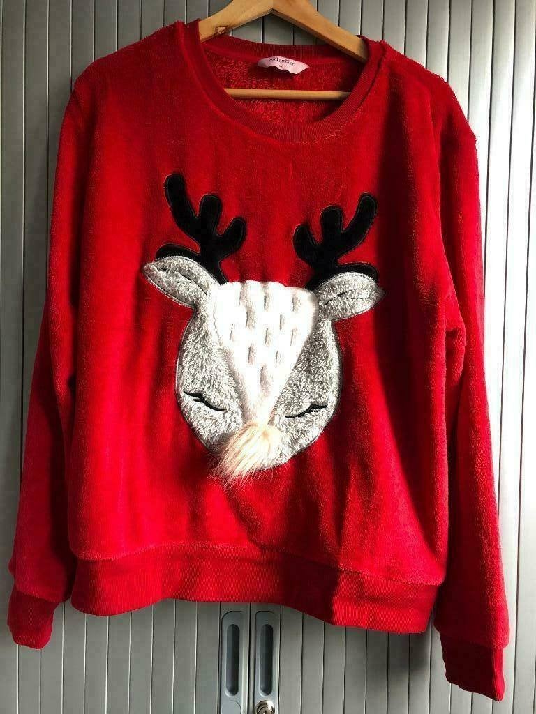 Kersttrui met rendier en geruite pyjamabroek XL, Ophalen of Verzenden, Zo goed als nieuw, Maat 46/48 (XL) of groter