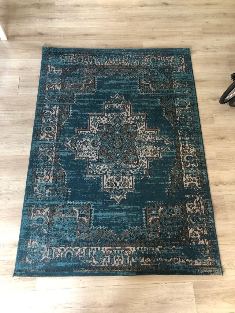 Vloerkleed teal/petrol/groenblauw, Huis en Inrichting, Stoffering | Tapijten en Kleden, Ophalen, 100 tot 150 cm, 200 cm of meer