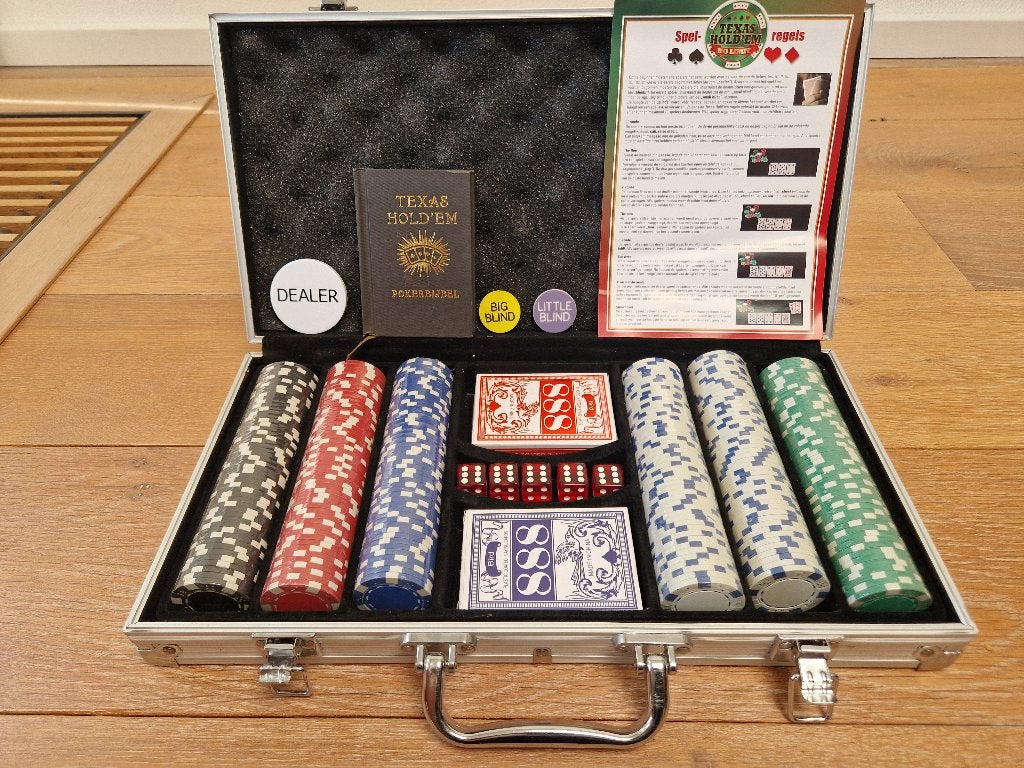pokerset Texas Hold'em (NIEUW !) inclusief pokerbijbel, Een of twee spelers, Ophalen of Verzenden, Nieuw, Texas Hold'em