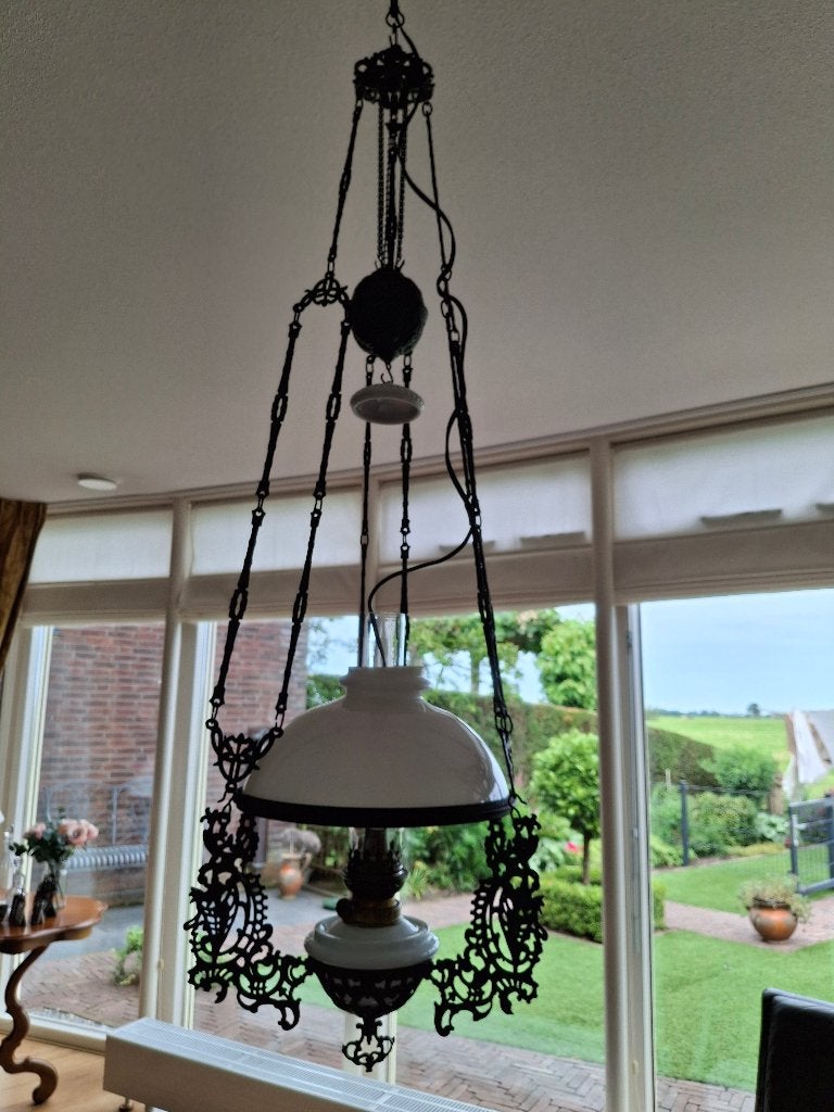 Antieke olielamp / hanglamp (schippertje), Antiek en Kunst, Antiek | Lampen, Ophalen