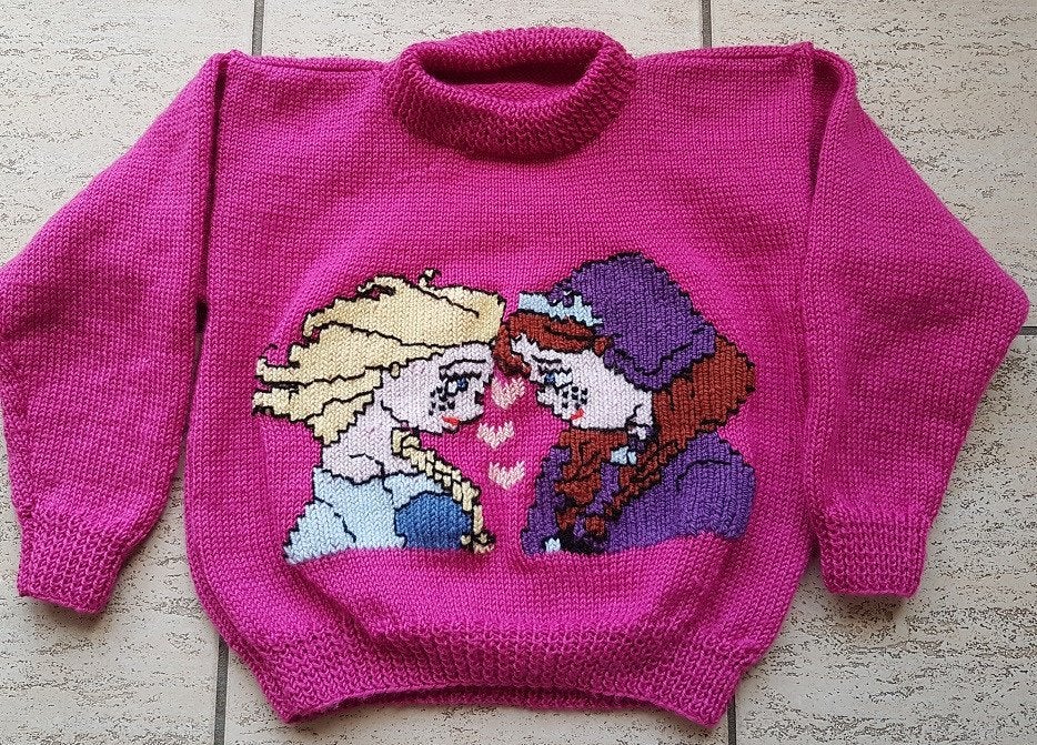 Anna en Elsa - Frozen - trui breipatroon, Ophalen of Verzenden, Zo goed als nieuw, Breien, Patroon of Boek