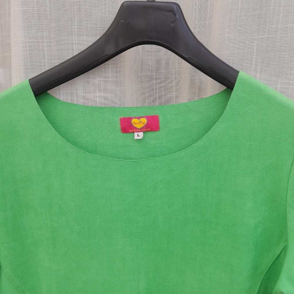 tantilly velvet sporty dress appeltjes groen L, Kleding | Dames, Maat 42/44 (L), Ophalen of Verzenden, Zo goed als nieuw, Tantilly