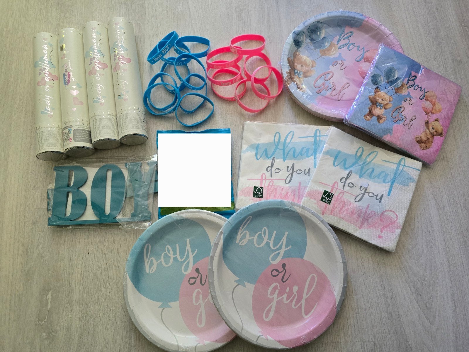 Gender reveal pakket - boy or girl / meisje of jongen, Ophalen of Verzenden, Nieuw, Versiering, Geboorte of Huwelijk