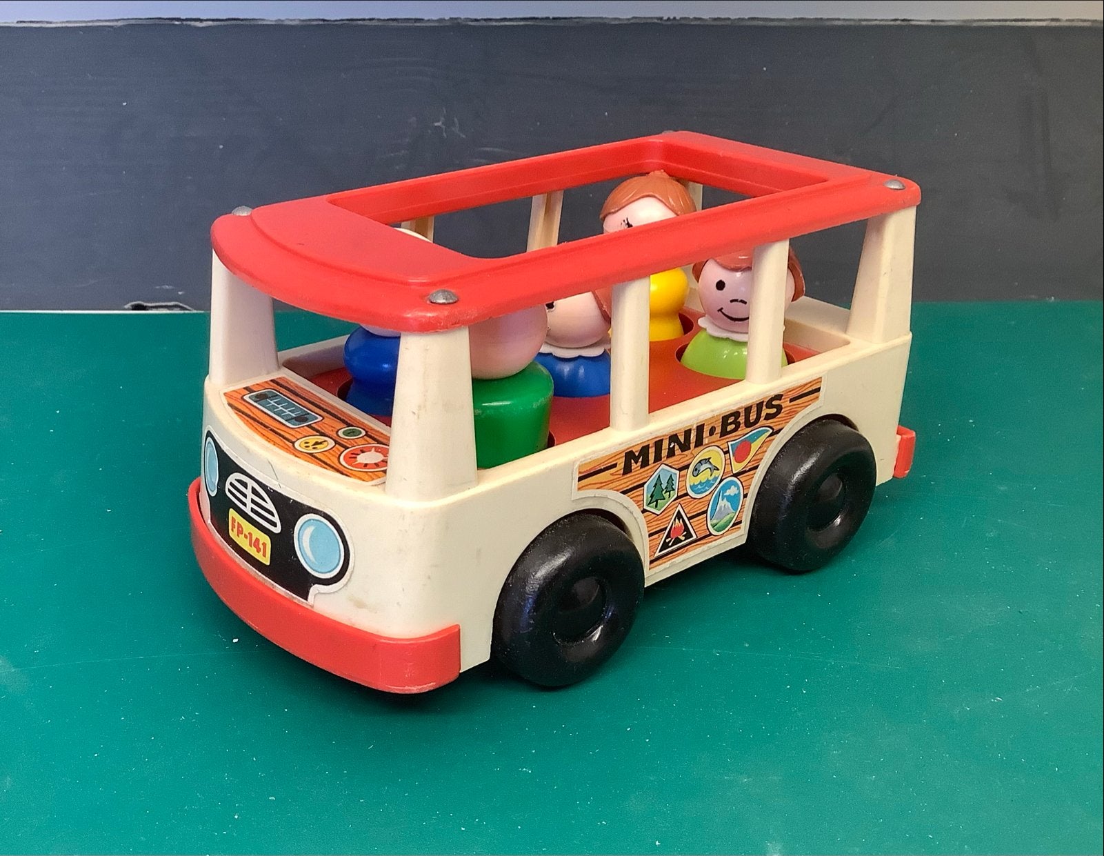 Vintage Fisher-Price Mini Bus met figuren (1969), Ophalen of Verzenden, Gebruikt, Auto of Voertuig