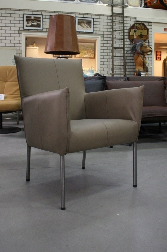 Luxe moderne fauteuil Triton Jess Design leer naturel (4x), Huis en Inrichting, Ophalen, Nieuw, 75 tot 100 cm, Leer