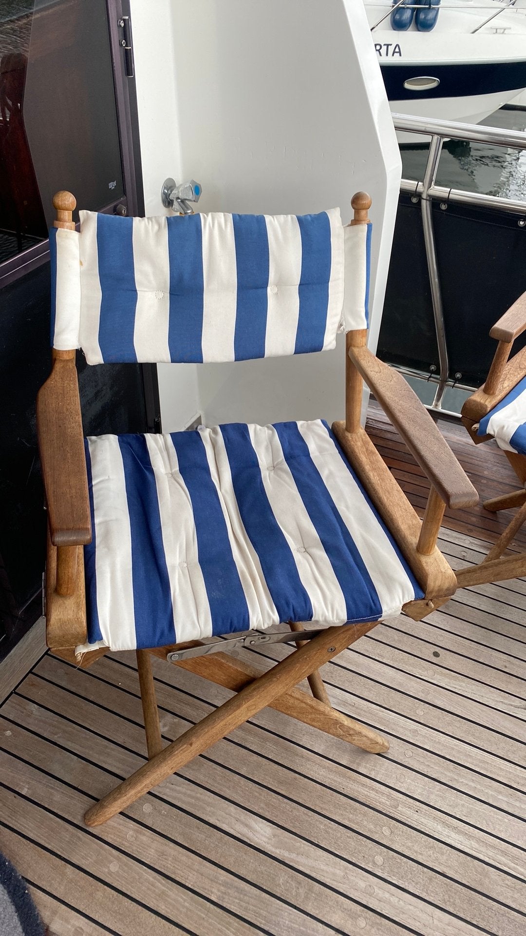 3 inklapbare regisseur stoelen van echt teakhout, Ophalen, Gebruikt