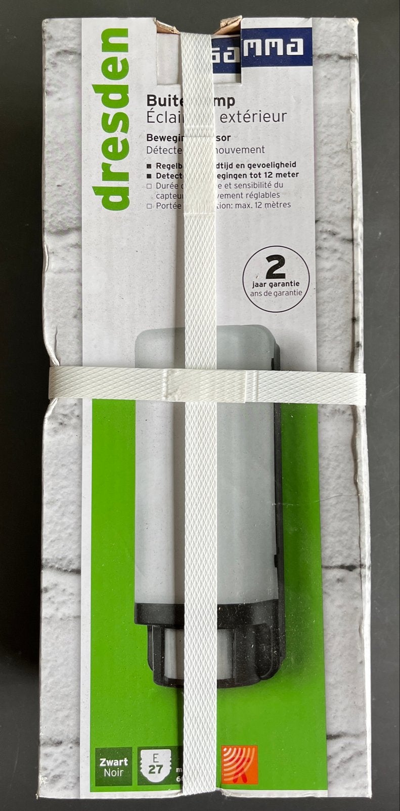 Dresden - Nieuwe GAMMA buitenlamp met bewegingssensor, Huis en Inrichting, Met sensor, Overige merken, Kunststof, Zwart
