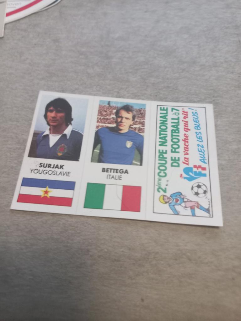 Vintage Voetbalplaatje Surjak & Bettaga - La Vache Qui Rit, Ophalen of Verzenden