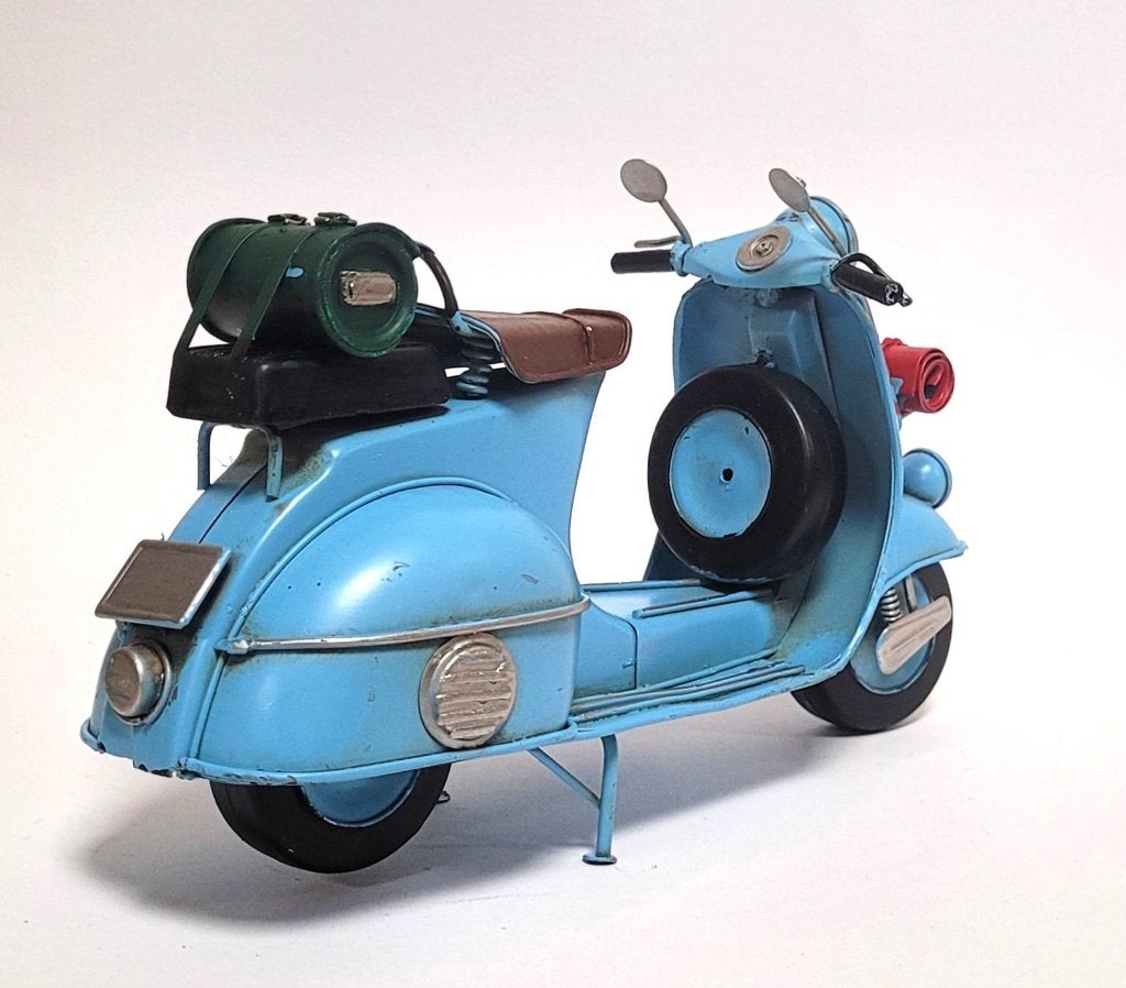 Retro Scooter groot blauw metalen miniatuur model decoratie, Verzamelen, Ophalen of Verzenden, Nieuw, Mens