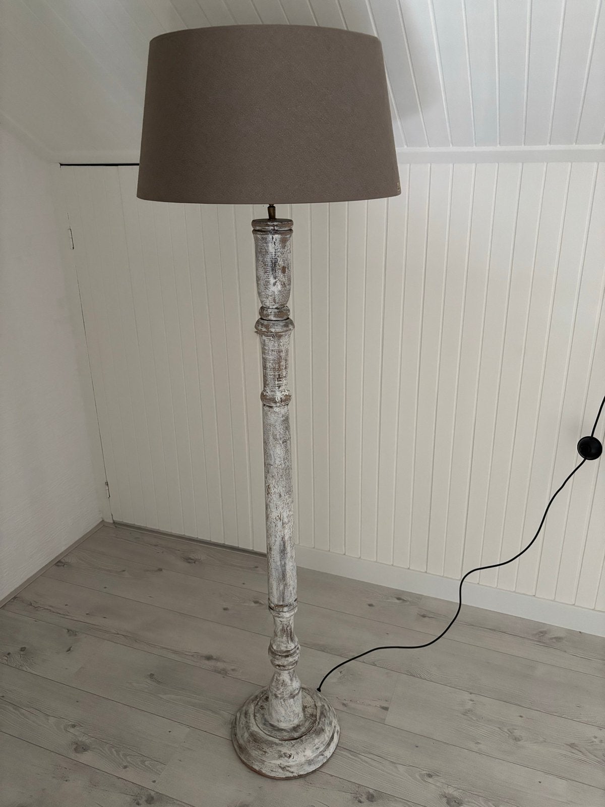 Maison Manon Vloerlamp met stoffen kap - Landelijke stijl, Huis en Inrichting, Ophalen, Gebruikt, E27 (groot), 150 tot 200 cm