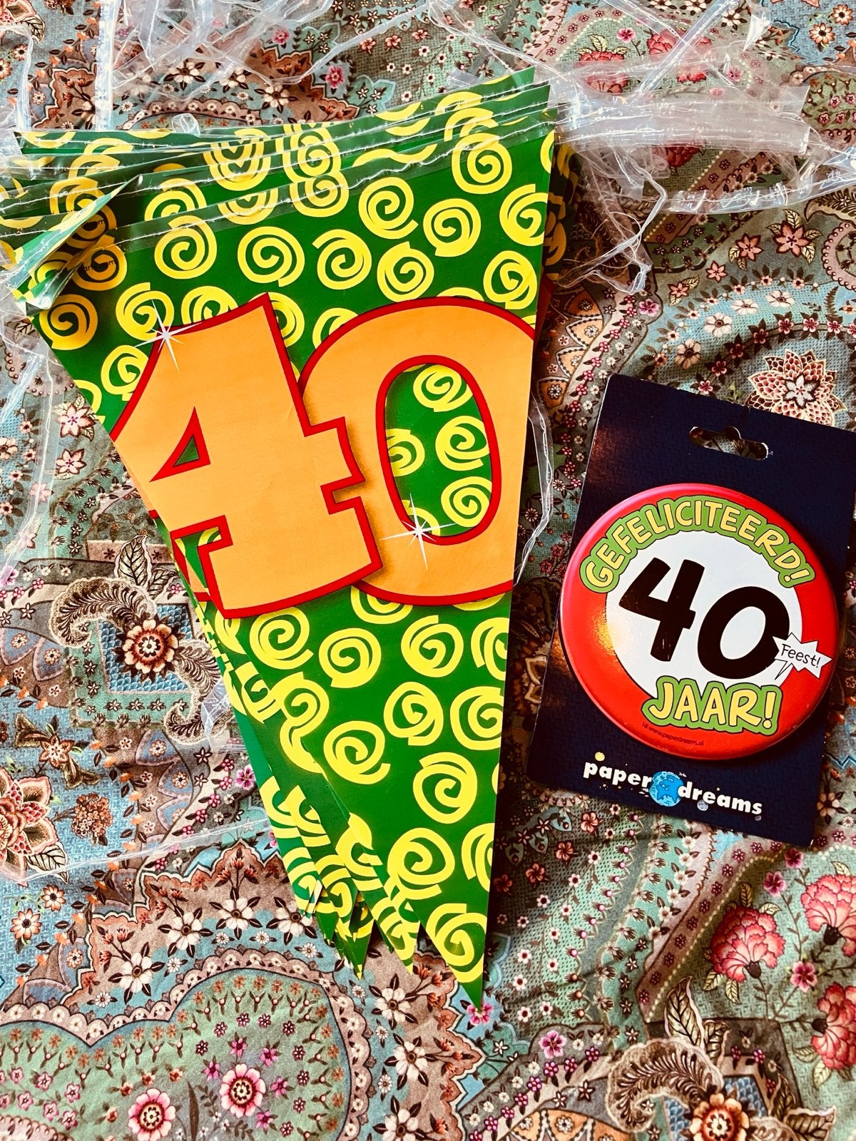 40 Jaar Feestpakket: Slinger en Broche, Ophalen, Nieuw, Versiering, Verjaardag