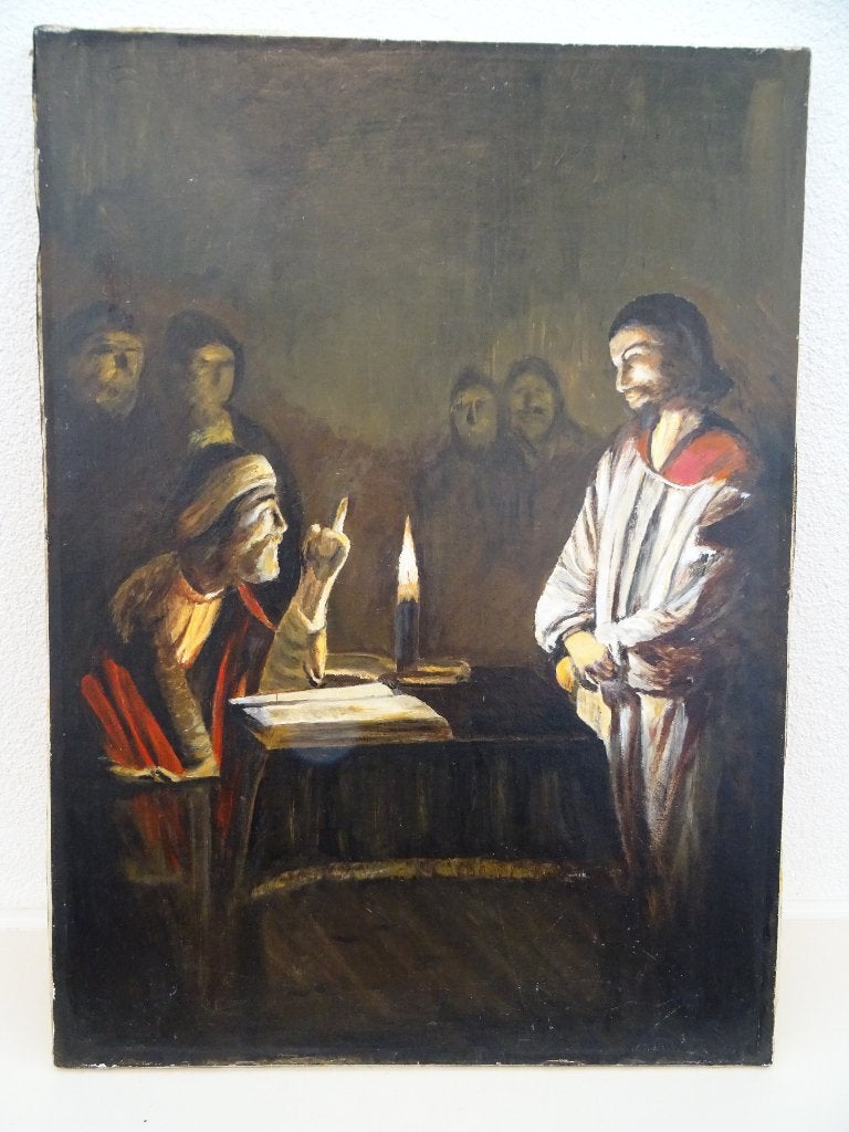 regilieus olieverf schilderij , gesign. voor 60 euro, Antiek en Kunst, Kunst | Schilderijen | Klassiek, Portret of Personen, Overige ondergronden