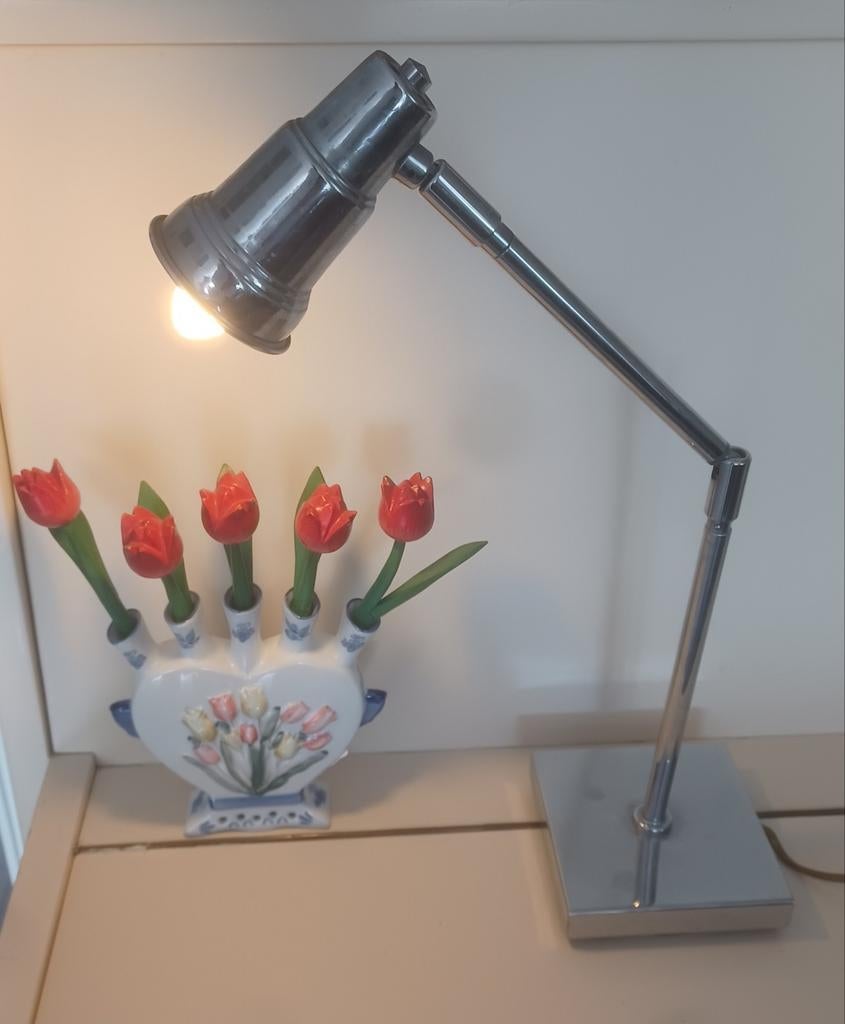 70's chromen leeslampje goed wendbaar mooie staat!, Ophalen of Verzenden, Zo goed als nieuw, Minder dan 50 cm