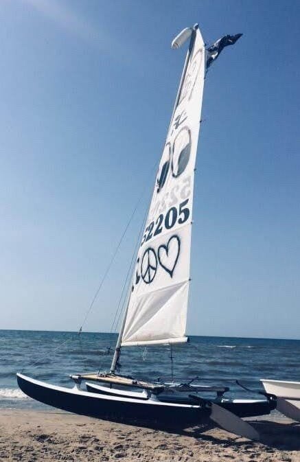 Te koop hobie catamaran, Watersport en Boten, Zeilen en Zeiltoebehoren, Ophalen, Gebruikt, Minder dan 15 m²