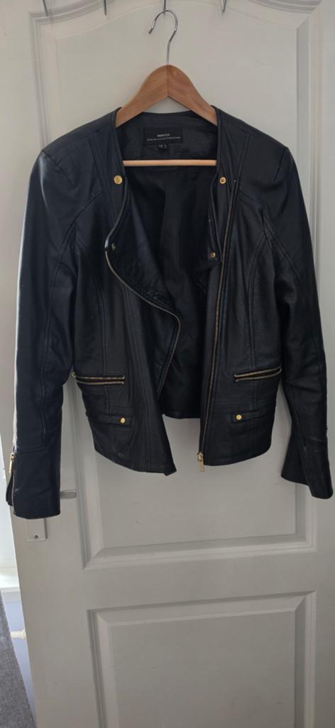 Mango Leren Dames Jas Zwart Maat L - Soepel Schaapsleer, Kleding | Dames, Jassen | Winter, Ophalen of Verzenden, Gedragen, Maat 42/44 (L)