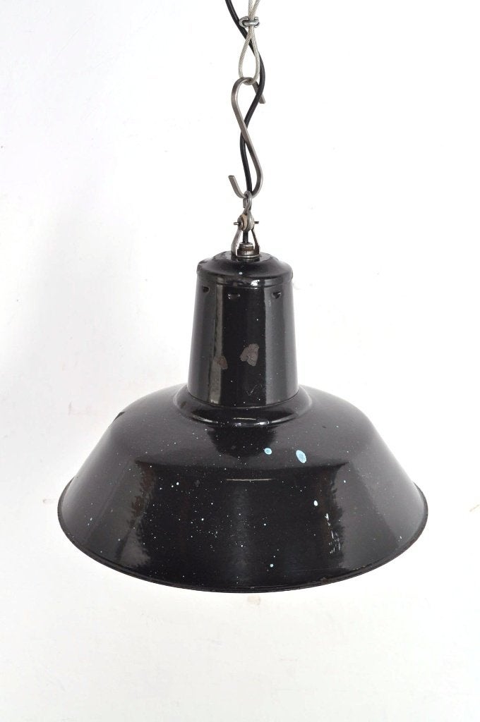 Vintage emaille lamp hanglamp industriële fabriekslamp, Huis en Inrichting, Lampen | Hanglampen, Ophalen of Verzenden, Gebruikt