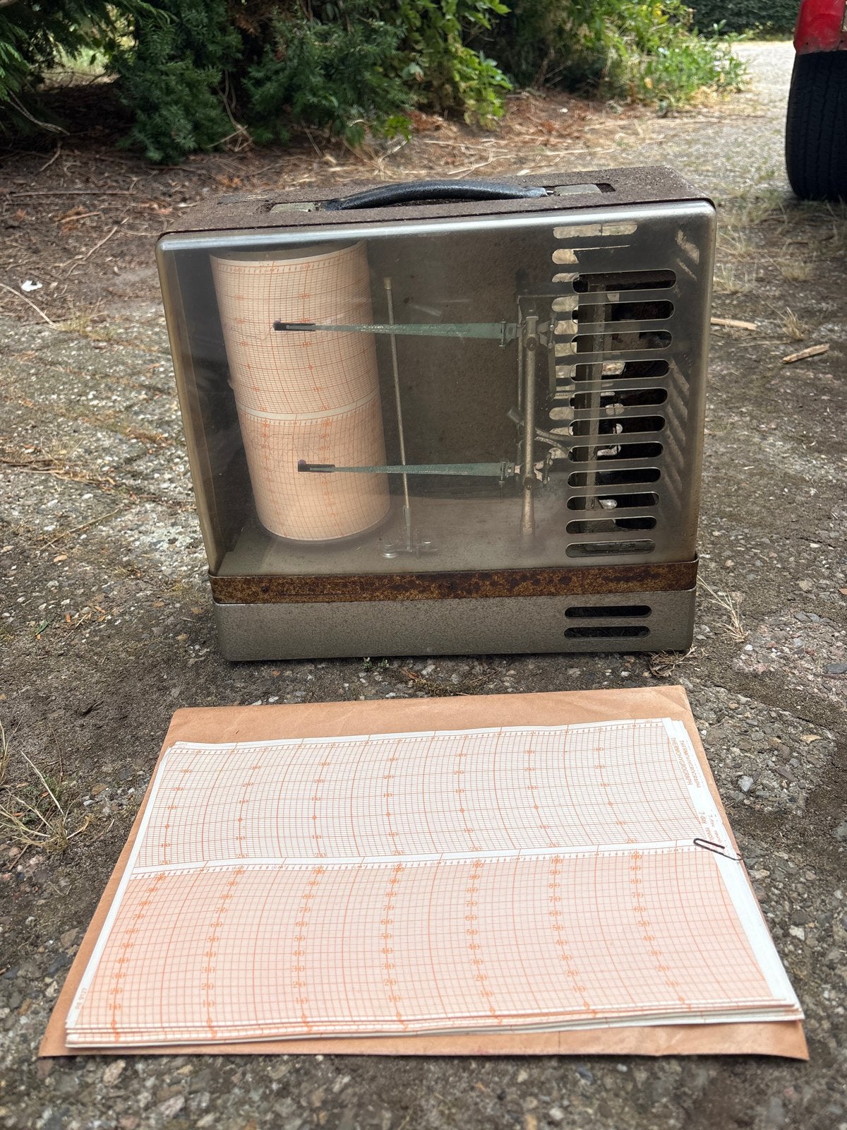 Vintage Barograaf/Weerstation met extra papier, Ophalen, Gebruikt, Weerstation