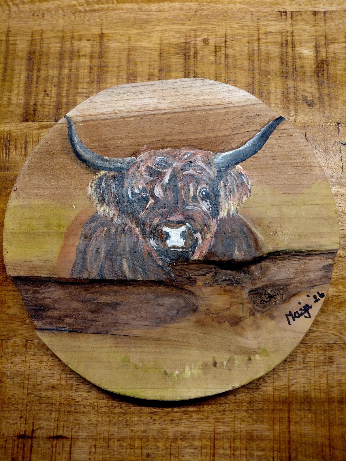 Schilderij SCHOTSE HOOGLANDER op hout, Huis en Inrichting, Woonaccessoires | Schilderijen, Tekeningen en Foto's, Verzenden, Nieuw