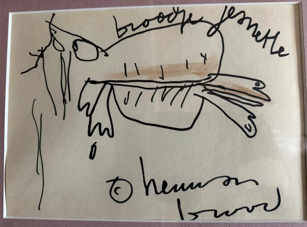 Herman Brood  Titel : Broodje  Stift Tekening, Ophalen