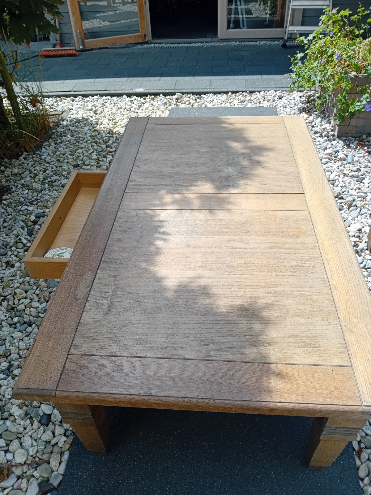 Massief eiken tafel met lades - 175x30x46.5 cm, Ophalen