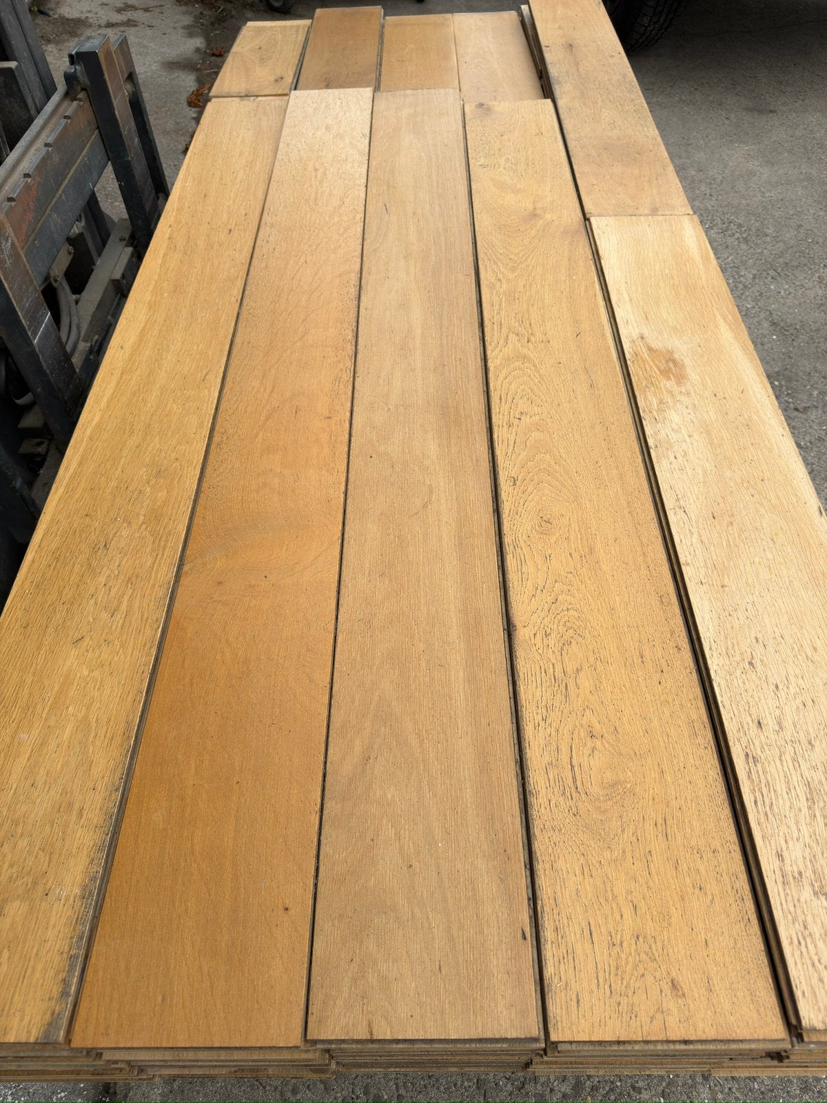 Eiken vloer 35 m2 massieve vloerdelen 18 cm breed 1,6 cm dik, Ophalen, Gebruikt, Vloerdelen of -planken, 10 m² of meer