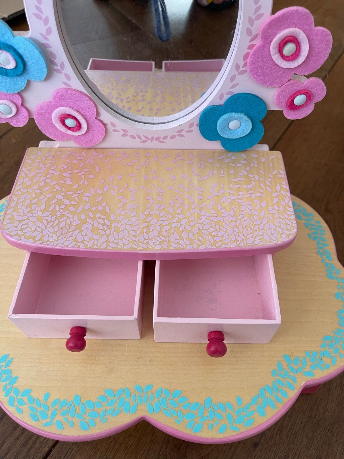 Houten kaptafel met spiegel en lades voor kinderen, Ophalen, Gebruikt, Meisje