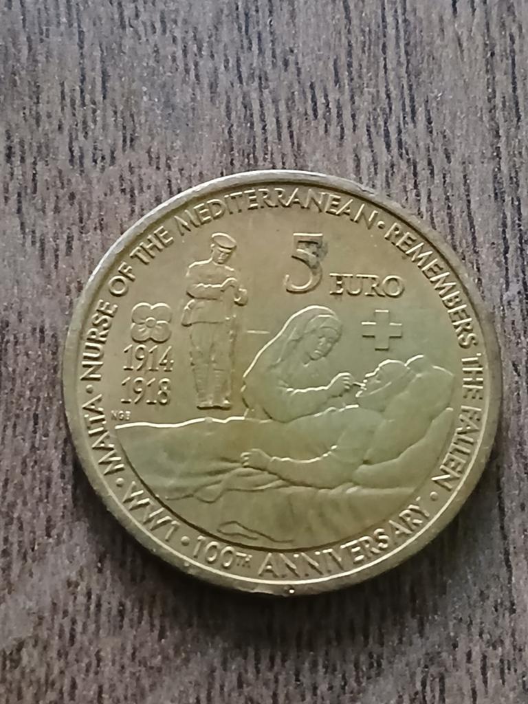 Malta 5 Euro 2014 WWI 100th Anniversary Munt, Postzegels en Munten, Munten | Europa | Euromunten, Ophalen, Malta, 5 euro, Losse munt