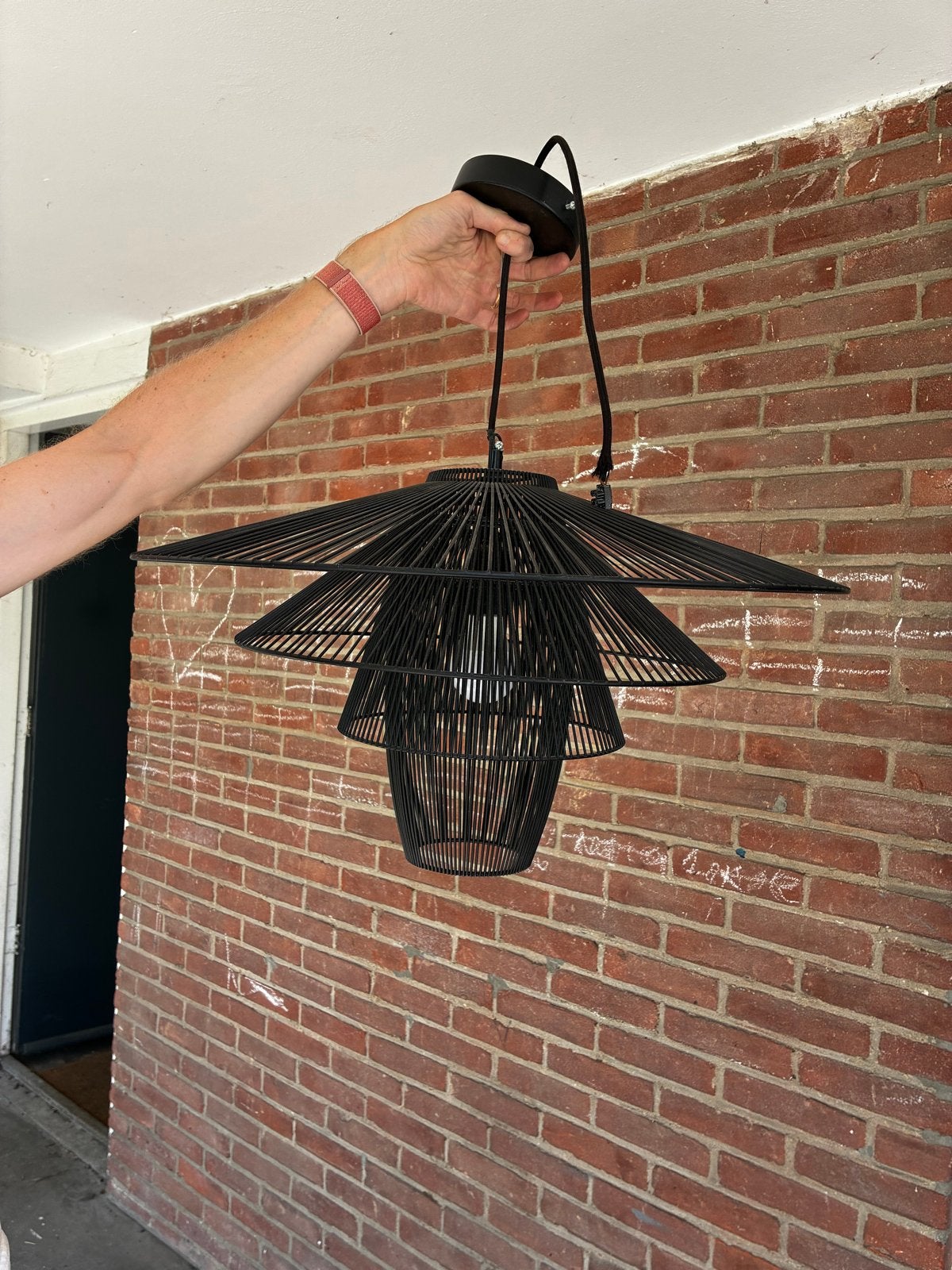 Moderne Zwarte Hanglamp, Ophalen, Zo goed als nieuw, Metaal, E27 (groot)