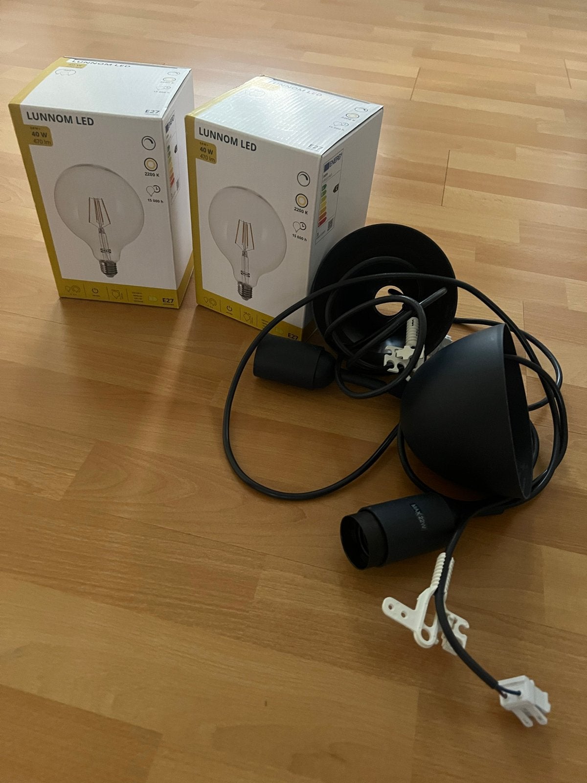IKEA Lunnom LED lampen met Gravacka pendel (2 sets), Ophalen of Verzenden, Zo goed als nieuw, Kunststof, E27 (groot)
