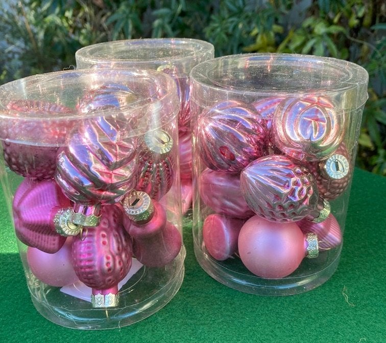 KOKER MET 10 KERSTBOOM BALLEN ROZE NIEUW, -, -, Nieuw, Ophalen of Verzenden