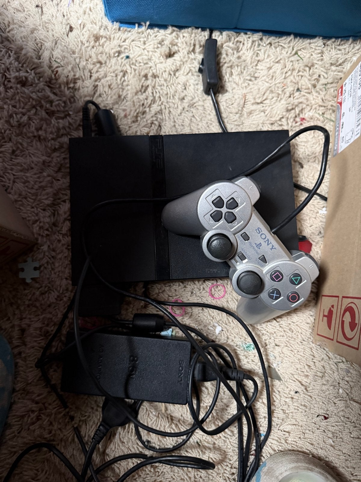PlayStation 2 Slim - Met controller & memorycards, Ophalen, Gebruikt, Zwart, Met 1 controller