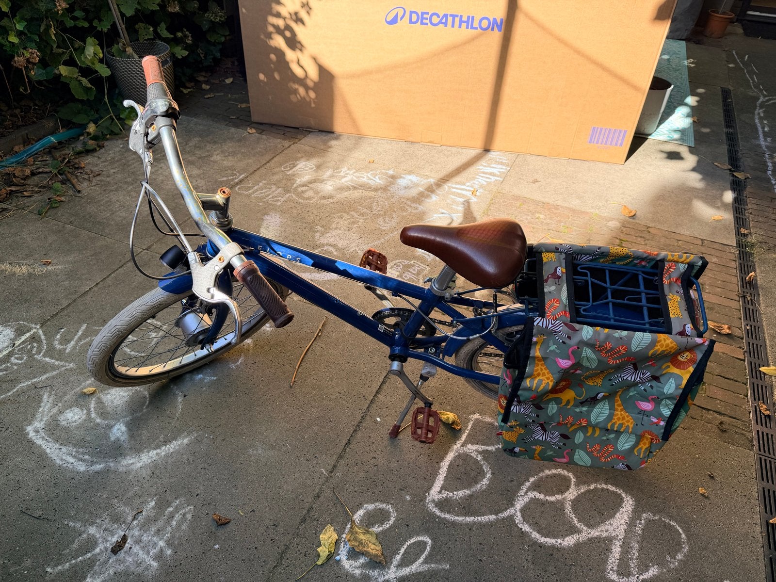 Elops Stadsfiets - Blauw, met fietstassen 20 inch, Ophalen, Gebruikt, Velgrem, Versnellingen