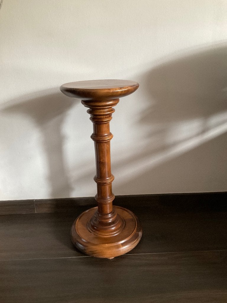 Antiek houten plantentafel Pied de stalle zuil pilaar bijzet, Ophalen of Verzenden, Zo goed als nieuw
