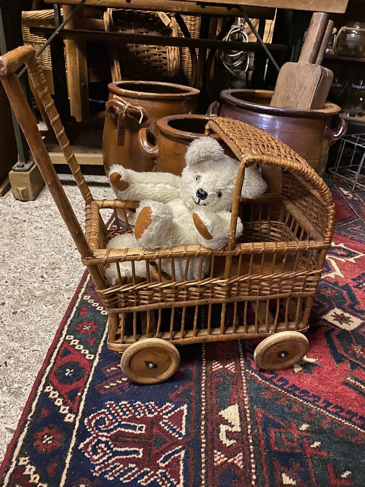 Vintage rieten poppenwagen, Ophalen