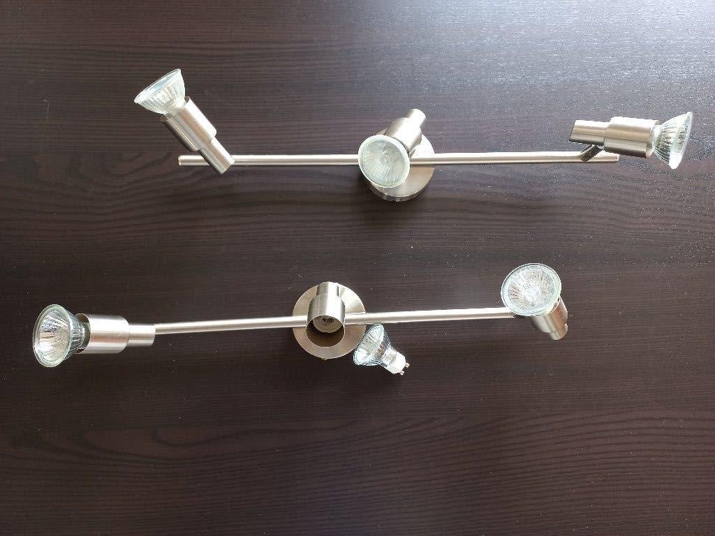 Set van 2 plafondspots en 1 wandspot, geborsteld staal, Ophalen, Zilver, Modern, GU10