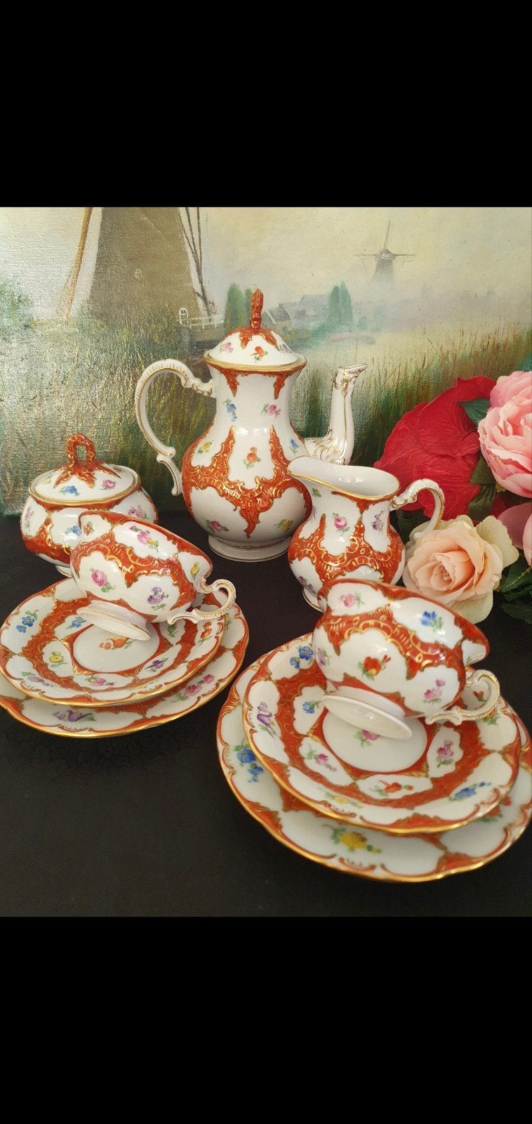 Antieke Dresden Karl Thieme Porseleinen Koffieservies, Ophalen of Verzenden