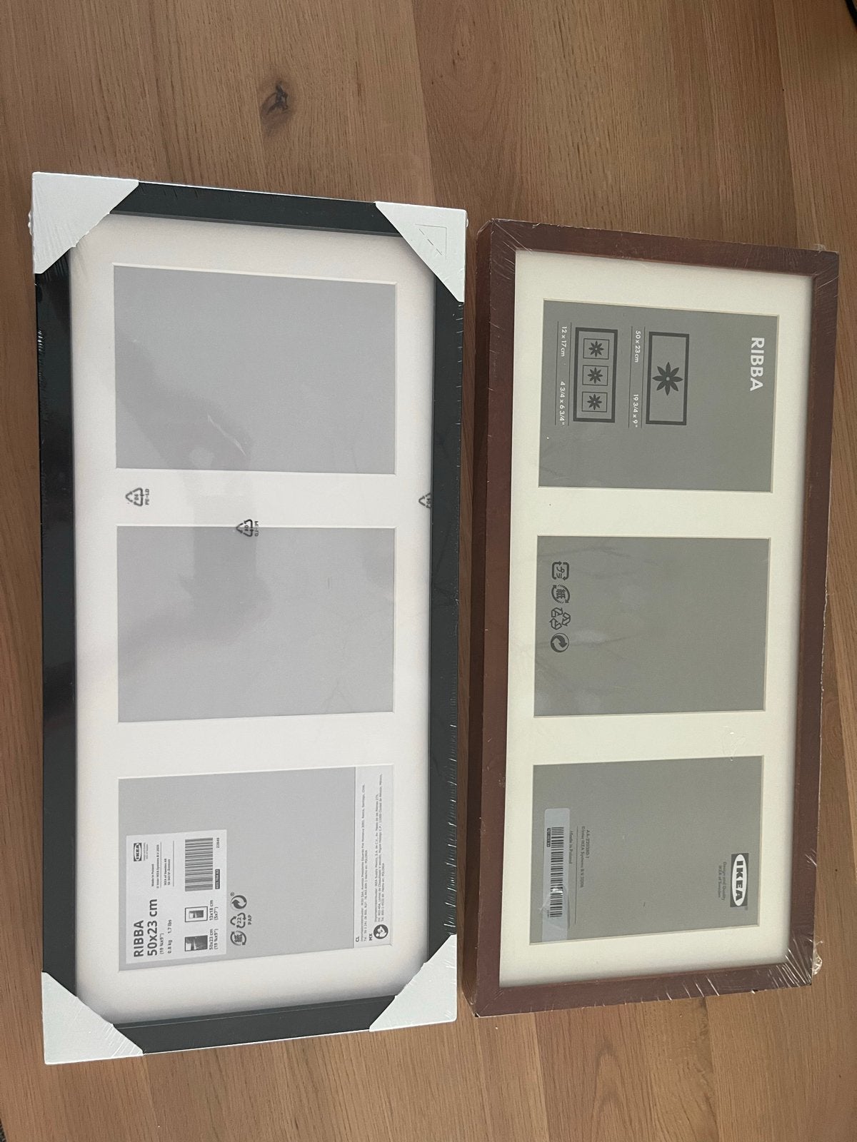 IKEA RIBBA Fotolijst 50x23 cm - Zwart en Bruin, Nieuw, Meerkleurig, Hangend, Hout