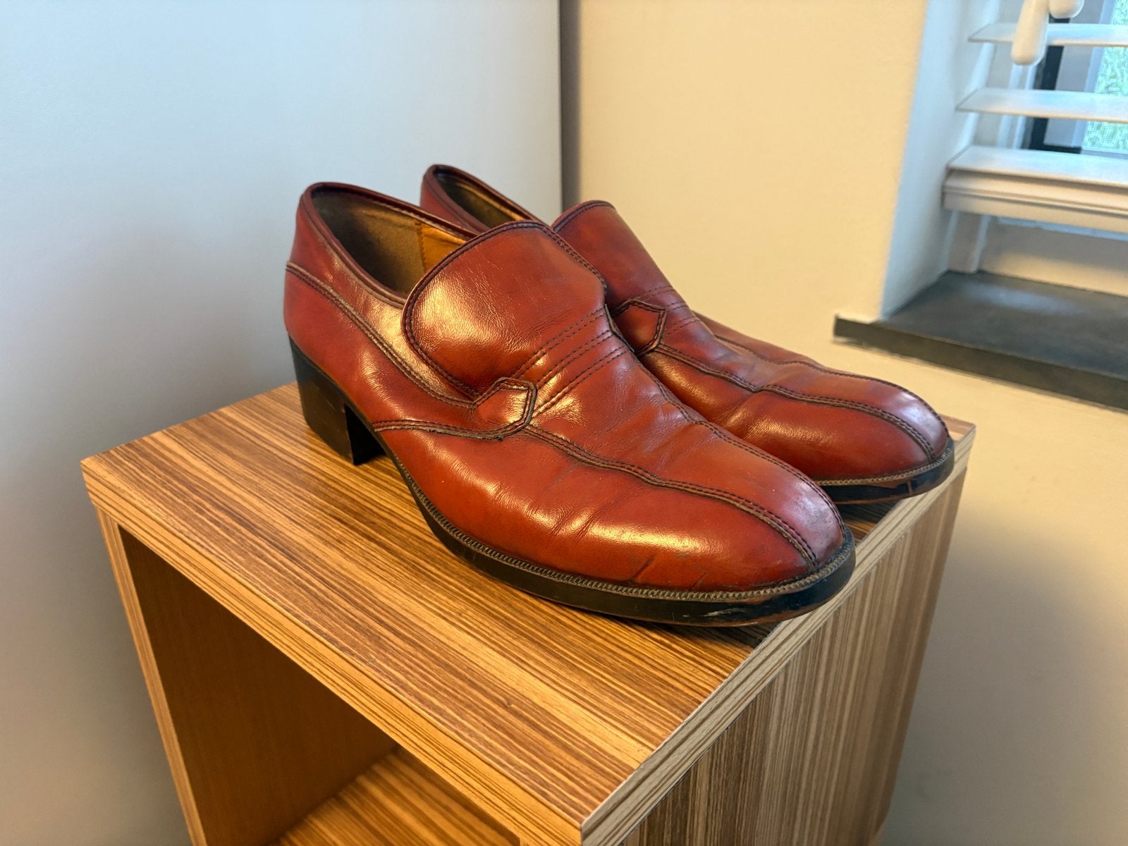 Vintage John Travolta Stijl Schoenen Jaren '70, Bruin, Ophalen of Verzenden, Gedragen, Veterschoenen