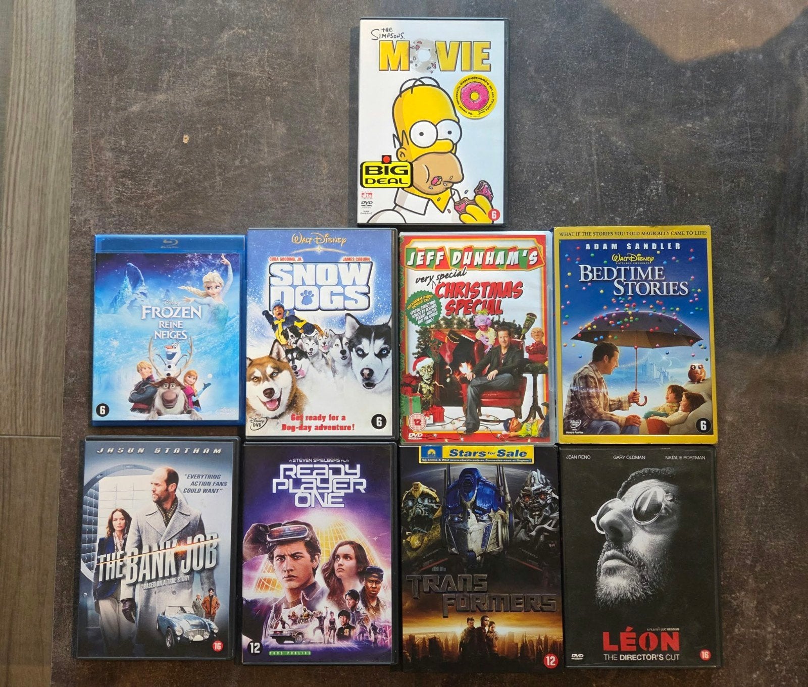 Diverse Blu-rays en DVD's: Frozen, The Simpsons Movie, Léon, Gebruikt, Nederlands, Ophalen of Verzenden, Vanaf 12 jaar