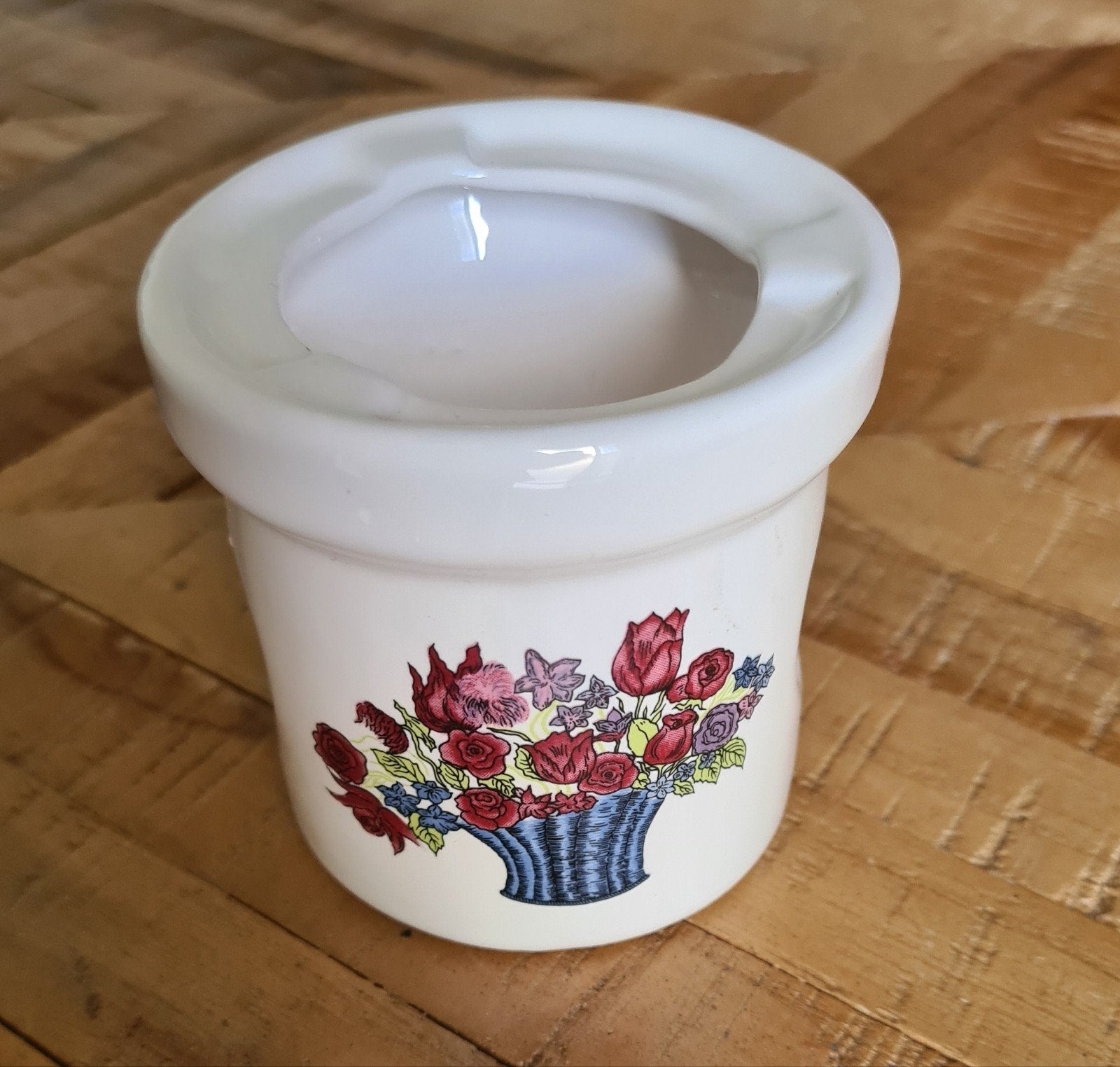 Vintage keramische warmtehouder met bloemenmand design, Ophalen of Verzenden