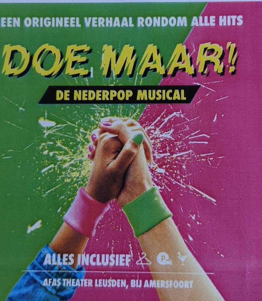 Twee Tickets Doe Maar de Musical rij 7, Tickets en Kaartjes, Twee personen, April, Overige typen