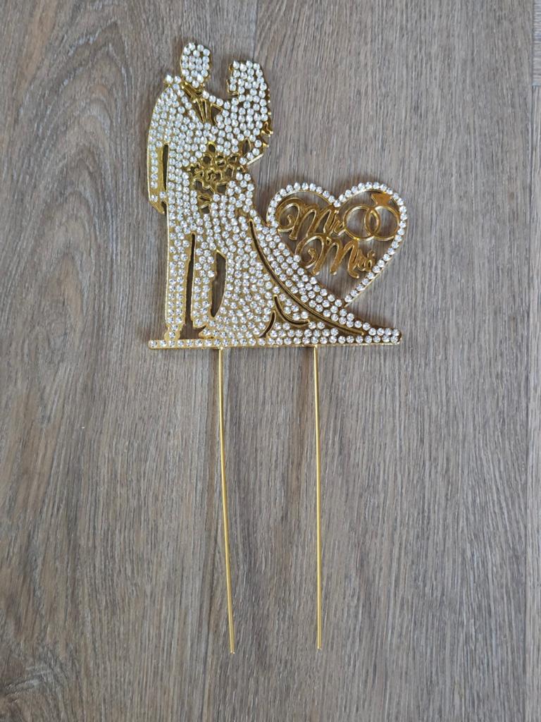Bruidspaar taarttopper met strass steentjes, Hobby en Vrije tijd, Ophalen of Verzenden, Nieuw, Taarten, Versiering