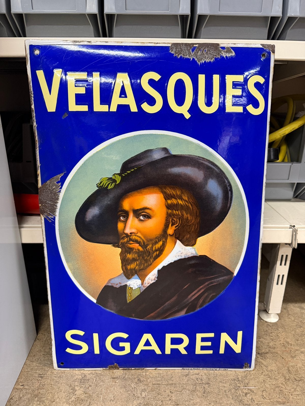 Mooi topglans emaille bord reclamebord Velasques Sigaren, Verzamelen, Ophalen of Verzenden, Zo goed als nieuw, Reclamebord